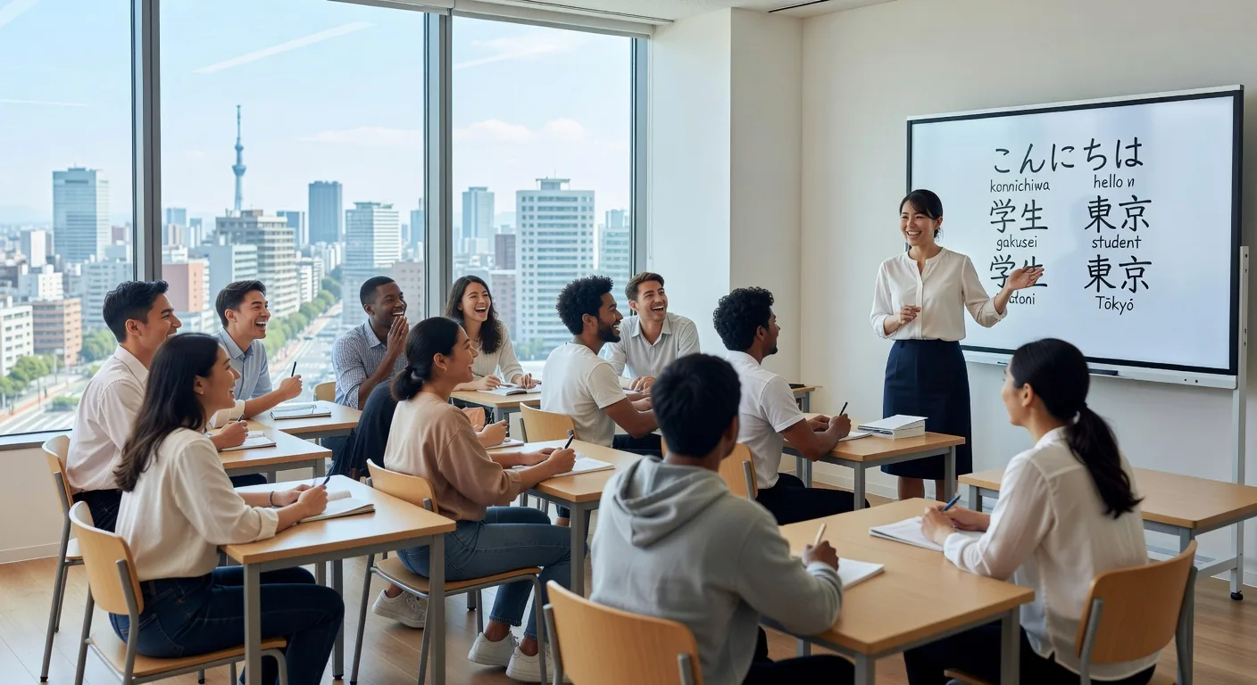 Diverse students learning Japanese