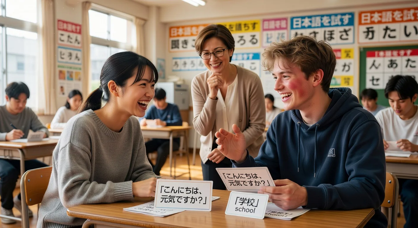 Students in conversation practice
